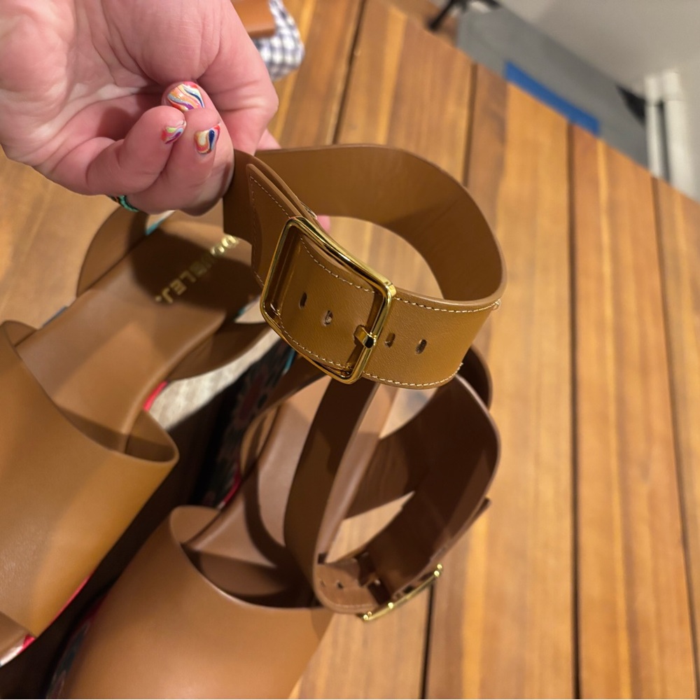 NWOT LA DOUBLEJ High Plateau Floral Ankle-strap Wedge Sandals in Crazy Daisy 37 - Picture 2 of 6